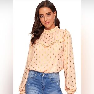 Long sleeve polka dot blouse
